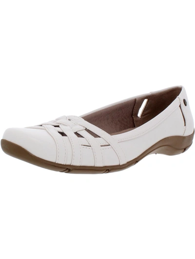Lifestride Diverse  Womens Cushioned Footbed Square Toe Flats In White