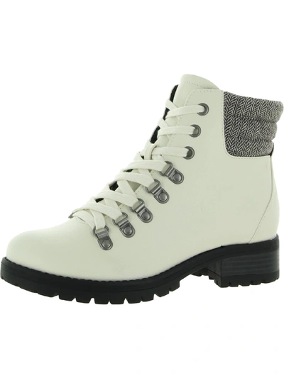 Bc Footwear Other Side Womens Vegan Leather Ankle Combat & Lace-up Boots In White