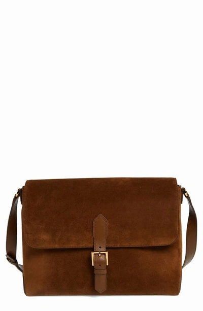 Tom Ford Men's Medium Suede & Leather Messenger Bag In Brown