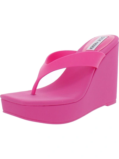 Steve Madden Refined Womens Open Toe Slip On Wedge Sandals In Pink