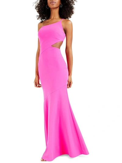 Betsy & Adam One-shoulder Side-cutout Gown In Pink