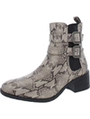Kenneth Cole Reaction Salt Biker Jewel Womens Faux Leather Ankle Ankle Boots In Beige
