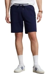 Polo Ralph Lauren Stripe Logo Embroidered Double Knit Drawstring Shorts In Cruise Navy Multi