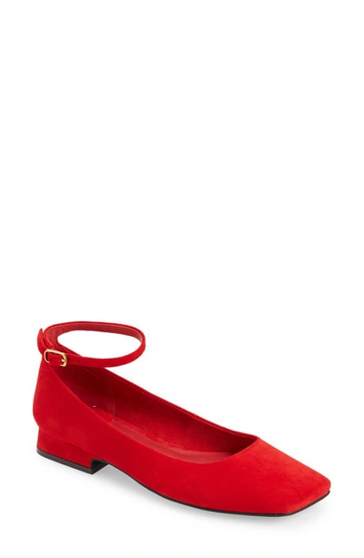 Jeffrey Campbell Envious Ankle Strap Pump In Red Suede