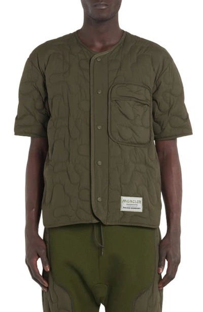 Moncler Genius X Salehe Bembury Men's Abstract Quilted Baseball Jacket In Dark Green