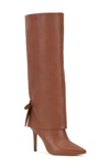 Vince Camuto Kammitie Foldover Pointed Toe Knee High Boot In Maple Leather