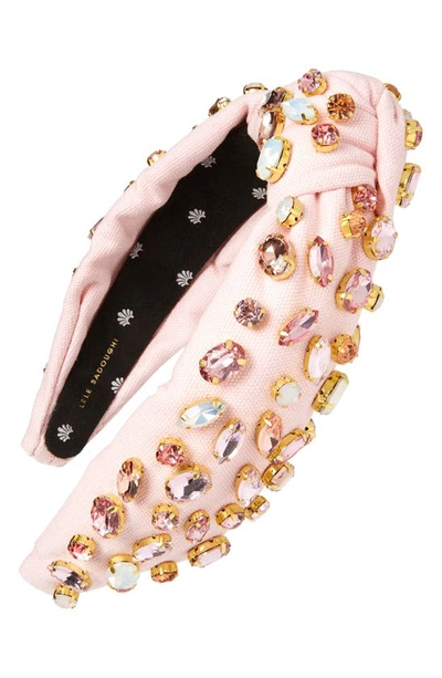 Lele Sadoughi Embellished Crystal Knotted Headband In Shell Pink