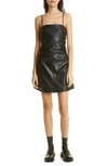Proenza Schouler White Label Spaghetti Strap Faux-leather Mini Dress In Black