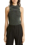 Proenza Schouler White Label Space Dye Ribbed-knit Top In Navy/ Lime/ Black