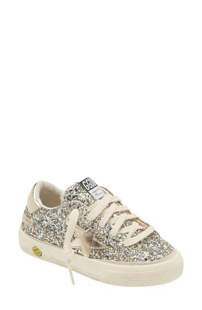 Golden Goose Girl's May Glitter Low-top Sneakers, Kids In Platinum 65157