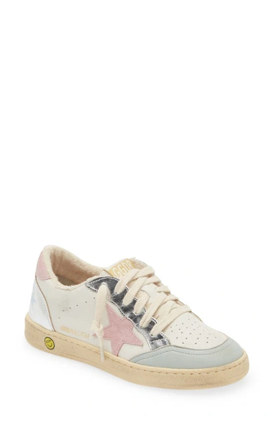 Golden Goose Kids' Ball Star Low Top Sneaker In Grey/white/pink