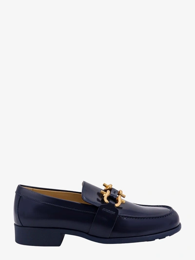 Bottega Veneta Black Loafers With Rounded Toe And Gold Hardware