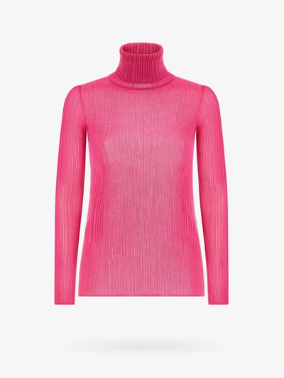 Tom Ford Metallic Knit Turtleneck Sweater In Pink