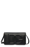 Dolce & Gabbana Dg Logo Micro Leather Crossbody Bag In Black