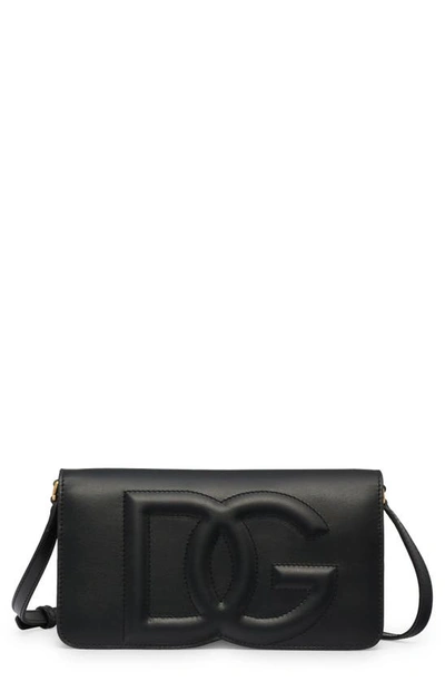 Dolce & Gabbana Dg Logo Micro Leather Crossbody Bag In Black