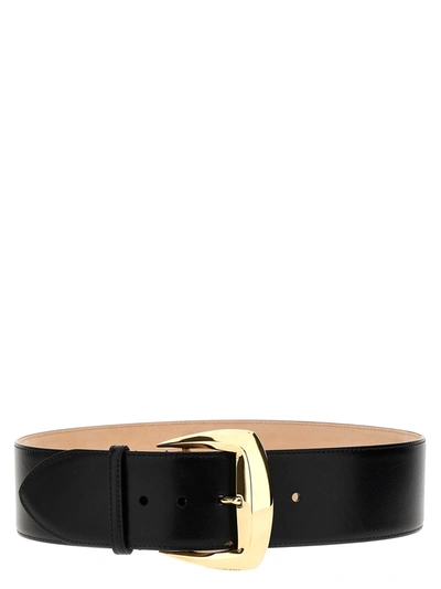 Alexander Mcqueen Geometric Buckle Waist Belt In Black