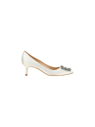 Manolo Blahnik Neutral Hangisi 50 Crystal Satin Pumps In Neutrals