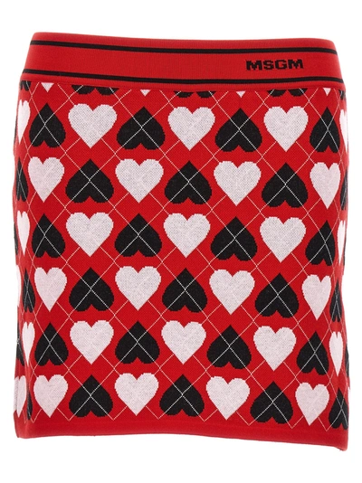 Msgm Hearts Skirts Multicolor