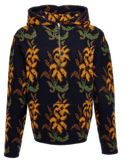 Etro Jacquard Hooded Sweater In Multicolour
