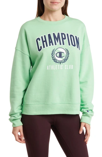 Champion Powerblend Relaxed Crewneck Sweatshirt In Happy Spring Green
