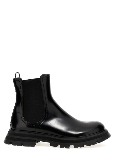 ALEXANDER MCQUEEN LUCENT BOOTS, ANKLE BOOTS BLACK