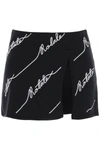 Rotate Birger Christensen Rotate Sequined Logo Knit Skort In Black