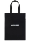 Jil Sander Logo Print Cotton-linen Blend Tote Bag