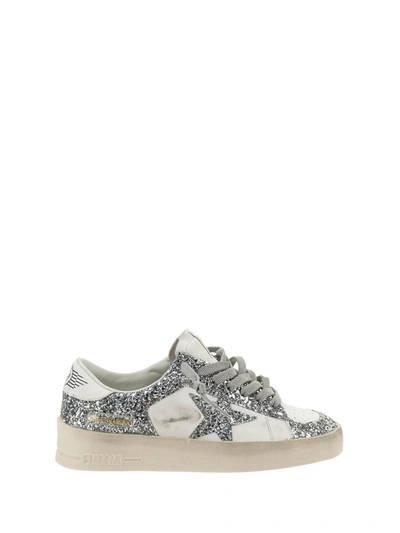 Golden Goose Stardan Leather And Glitter Sneakers In Multi-colored