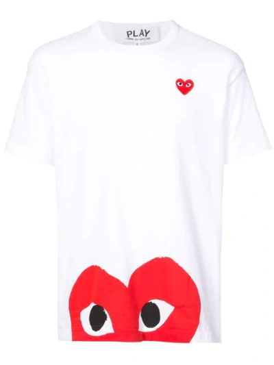 Comme Des Garçons Play Comme Des Garcons Play Heart Printed Crewneck T In White