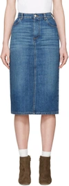 ALEXA CHUNG Blue Denim Midi Skirt
