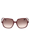 Max Mara 58mm Gradient Geometric Sunglasses In Shiny Bordeaux/ Red/ Brown