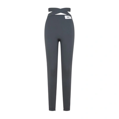 Dolce & Gabbana Viscose Pants With Crossover Strap On The Waist In Grey