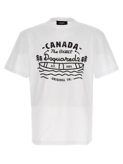Dsquared2 Logo Print T-shirt In White/black