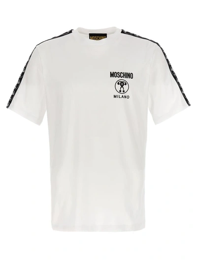 Moschino T-shirt Double Question Mark In White/black