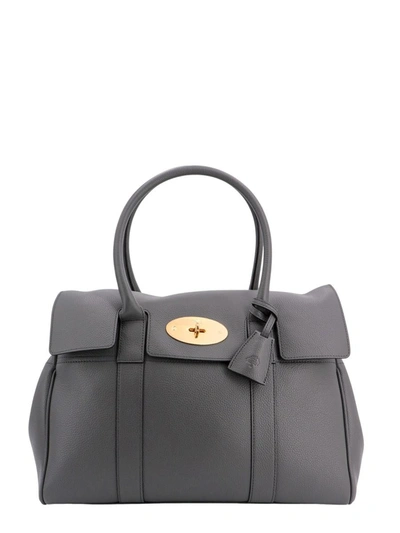 Mulberry Bayswater Grained Leather Bag In Grey