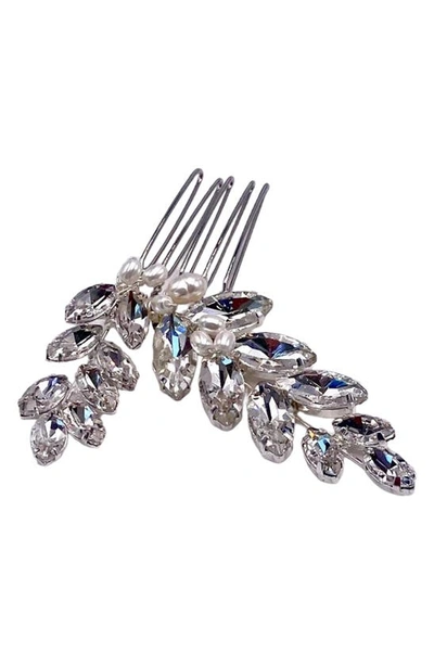 Brides And Hairpins Raquel Crystal & Freshwater Pearl Hair Comb In Silver