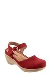 Softwalk Mabelle Ankle Strap Clog In Red Nubuck