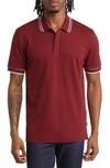 Hugo Boss Parlay Tipped Cotton Polo In Dark Red