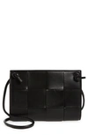 Bottega Veneta Cassette Intreccio Leather Shoulder Bag In Black-gold