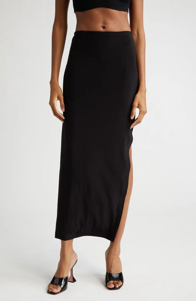 Norma Kamali Side-slit Jersey Maxi Skirt In Black