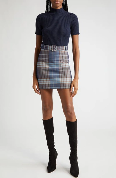 Staud Patsy Dress In French Blue Mega Plaid Navy