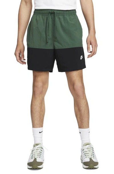 Nike Colorblock Crinkle Water Repellent Hybrid Shorts In Green