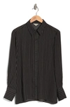 Max Studio Circle Stripe Long Sleeve Button-up Shirt In Blk/ Ivry Pnstrp