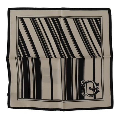 Dolce & Gabbana White Stripes Dg Logo Square Handkerchief Scarf
