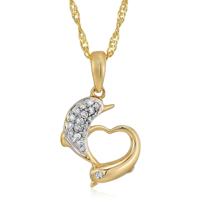 Vir Jewels 1/10 Cttw Diamond Dolphin Pendant Necklace 14k Yellow Gold With 18 Inch Chain