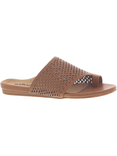 Softwalk Corsica Ii Womens Leather Laser Cut Flat Sandals In Brown