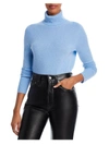 Aqua Womens Cashmere Ribbed Trim Turtleneck Sweater In Blue