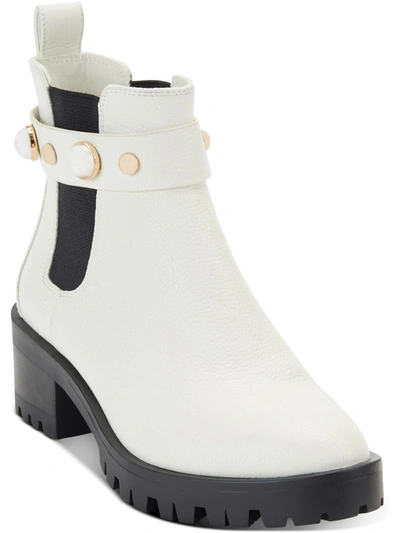 Karl Lagerfeld Pola Womens Embellished Ankle Chelsea Boots In Beige