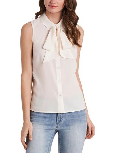 Riley & Rae Camryn Womens Collared Belted Blouse In Beige