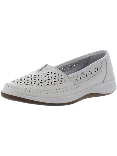 Wanderlust Pansy Womens Leather Slip On Loafers In Grey